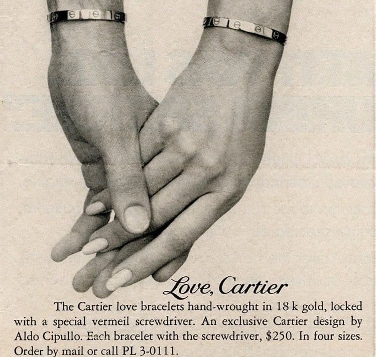 Cartier Love Bracelet ad in 18-karat gold.