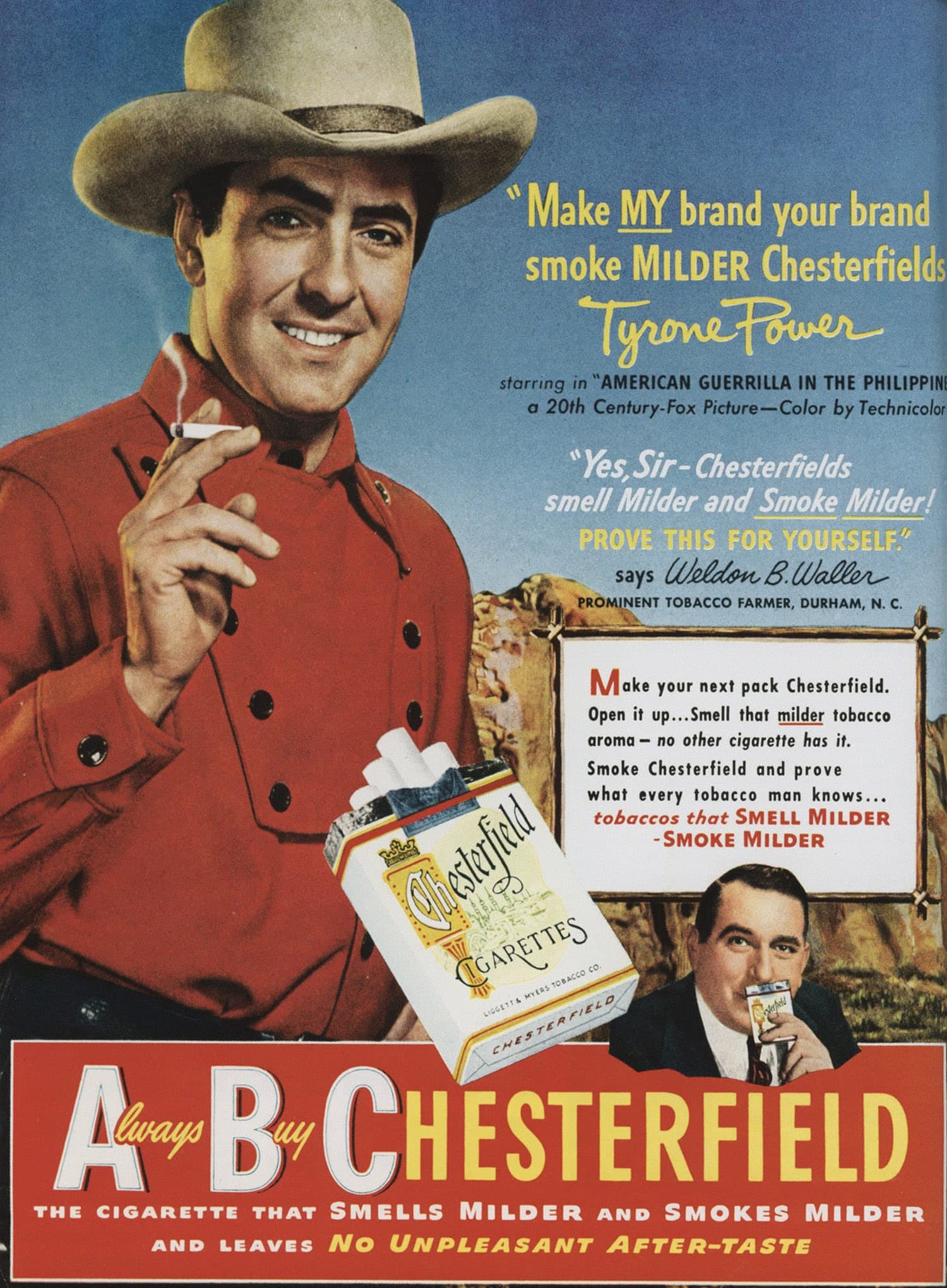 Chesterfield ad featuring a Hollywood actor.