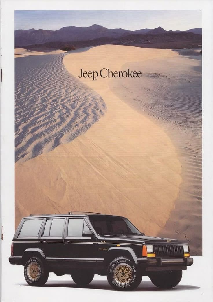 Jeep Cherokee ad in an adventurous setting.