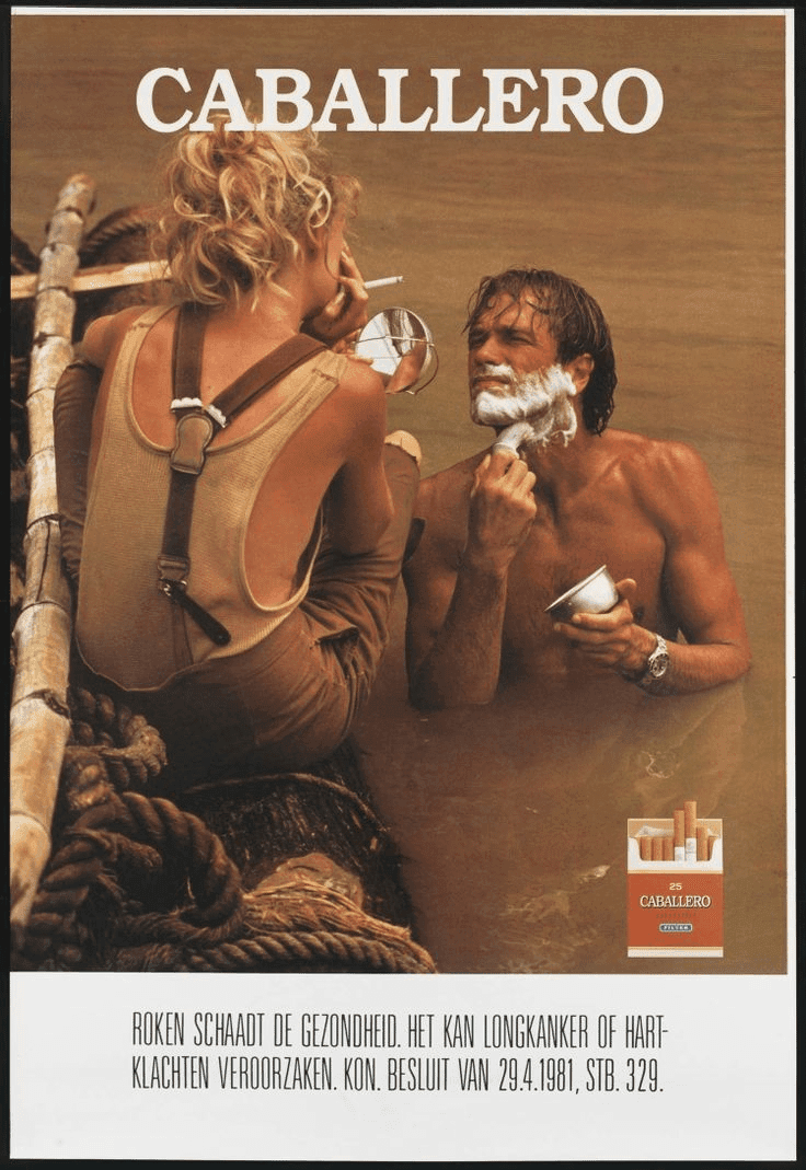 Caballero tobacco ad with a masculine scene.